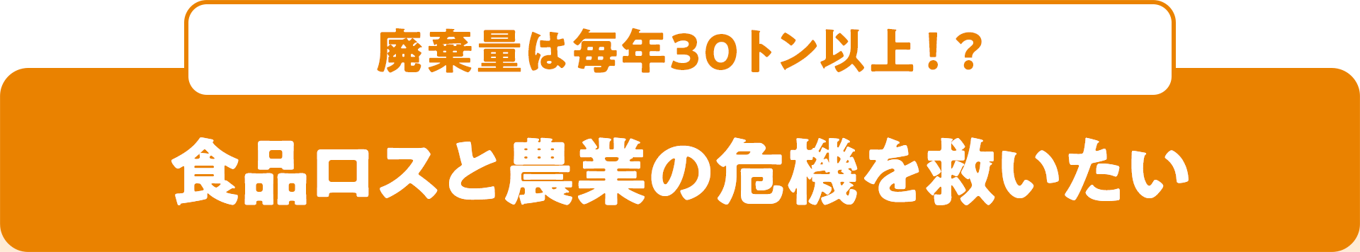 廃棄量は毎年30トン以上！？ 食品ロスと農業の危機を救いたい